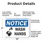 Signmission Wash Hands, 10 in W x Rectangle, Plastic OS-2PACK-NS-P-710-L-16863 - alternate 6